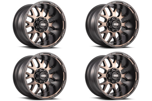 Set 4 20" Grid Offroad GD02 20x9 5x5 5x5.5 0mm Wheels Matte Black Dark Tint Rims