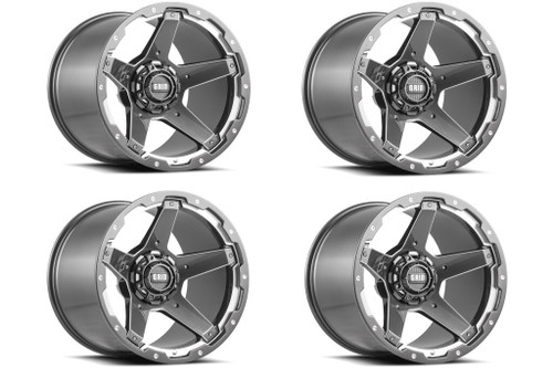 Set 4 17" Grid Offroad GD04 17x9 5x5 5x5.5 -12mm Gloss Graphite Milled Wheels