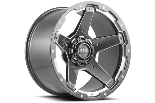 Set 4 17" Grid Offroad GD04 17x9 5x5 5x5.5 -12mm Gloss Graphite Milled Wheels