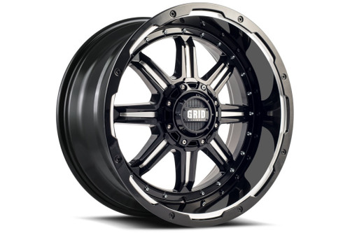 Set 4 20" Grid Offroad GD10 20x9 5x5 5x5.5 15mm Wheels Gloss Black Milled Rims
