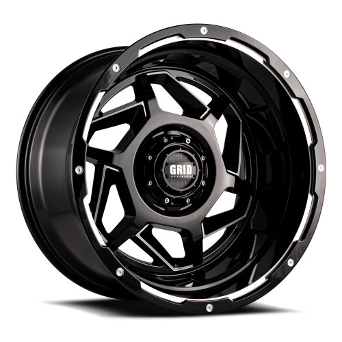 17" Grid Offroad GD14  17x9 6x135 6x5.5 0mm Wheel Gloss Black Milled Truck Rim