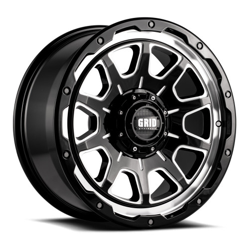Set 4 20" Grid Offroad GD15 20x9 8x6.5 0mm Wheels Gloss Black Milled Truck Rims