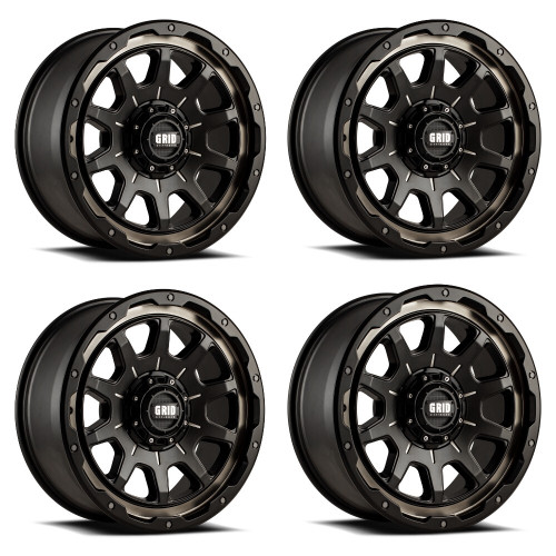 Set 4 20" Grid Offroad GD15 20x9 6x120 10mm Wheels DDT Matte Black Lip Rims