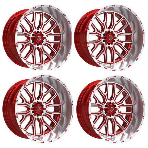 Set 4 24" TIS 560MRL 24x14 8x6.5 -76mm Wheels Gloss Red Machined & Lip Logo Rims