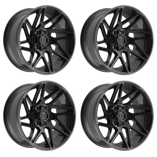 Set 4 20" Gear Off Road 777B 20x9 6x135 6x5.5 18mm Wheels Gloss Black Rims