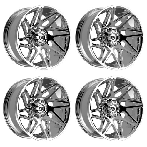Set 4 20" Gear Off Road 777C Vortex 20x10 8x6.5 -19mm Chrome Plated Truck Wheels