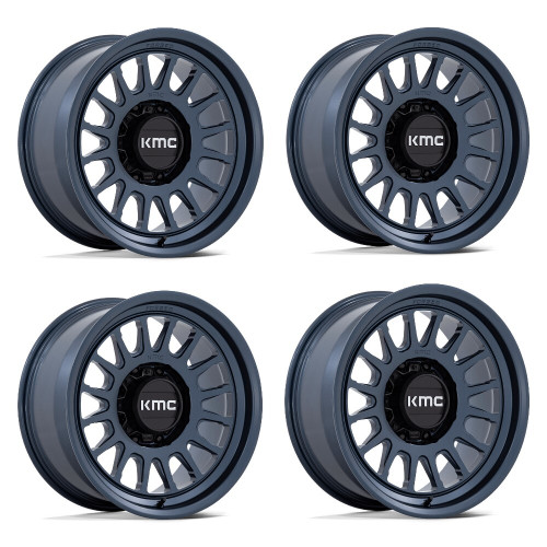 Set 4 18" KMC KM452 Impact Forged Monoblock 18x9 8x6.5 18mm Metallic Blue Wheels