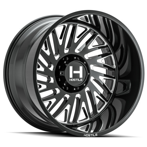22" Hostile H131 Syclone 22x10 8x170 -25mm Wheel Blade Cut Lifted For Ford Rim