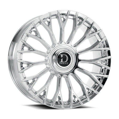 Set 4 22" Dolce Luxury Roma 22x9 5x115 5x120 15mm Chrome w Floating Cap Wheels