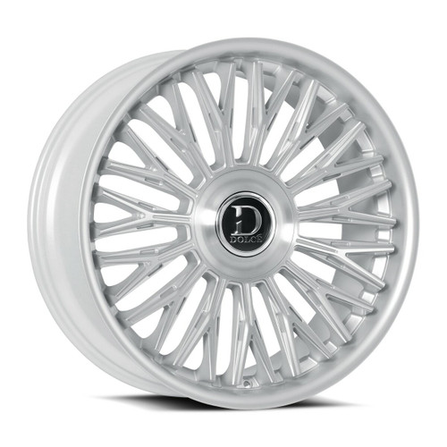 24" Dolce Lusso 24x10 6x135 6x5.5 25mm Sliver Brush Face Wheel Floating Cap Rim