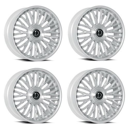 Set 4 24" Dolce Lusso 24x10 6x135 6x5.5 25mm Sliver Brush Face Floating Cap Rims