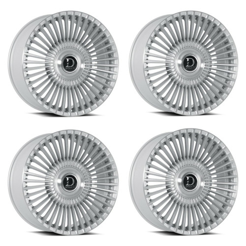 Set 4 22" Dolce Trento 22x9 5x108 5x112 35mm Sliver Brush Face w Floating Caps