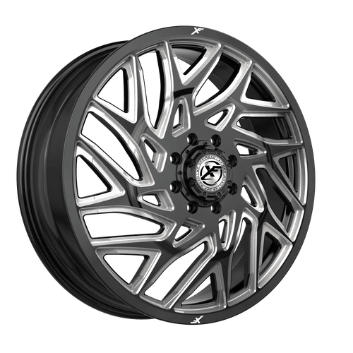 24" XF Dually XF-229 Dually Gloss Black & Milled 24x8.25 Front Wheel 8x200 110mm