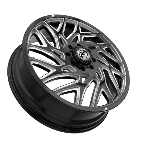 24" XF Dually XF-229 Dually Gloss Black & Milled 24x8.25 Front Wheel 8x200 110mm