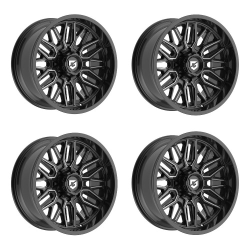 Set 4 22" Gear Off Road 775BM Surge 22x10 8x180 -19mm Gloss Black Milled Wheels