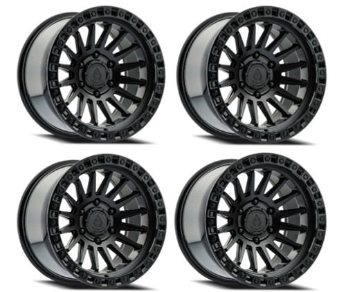 Set 4 17" Arena 17x9 6x135 0mm Mesa Satin Black Center Glossy Black Lip Wheels