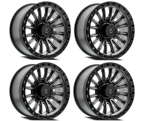 Set 4 20" Arena Mission 20x9 8x170 0mm Satin Gun Metal Center Satin Black Lip