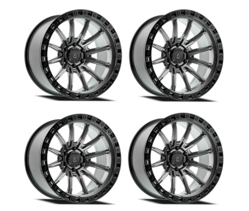 Set 4 20" Arena Mission 20x10 6x135 -18mm Satin Gun Metal Center Satin Black Lip
