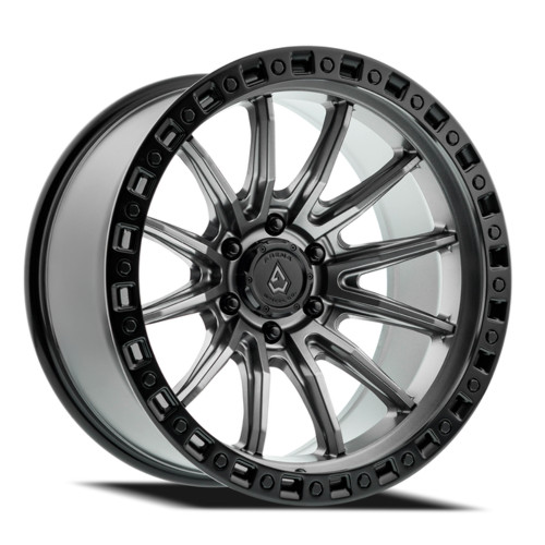 17" Arena Mission 17x9 6x5.5 -12mm Satin Gun Metal Center Satin Black Lip Wheel