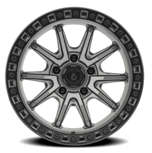 17" Arena Mission 17x9 5x5 -12mm Wheel Satin Gunmetal Center Satin Black Lip Rim