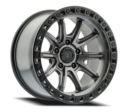Set 4 17" Arena Mission 17x9 5x5 -12mm Satin Gun Metal Center Satin Black Lip
