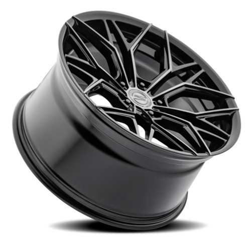 22" Select Syndicate Gloss Black Machined DDT 22x9 Wheel 5x112  20mm Rim