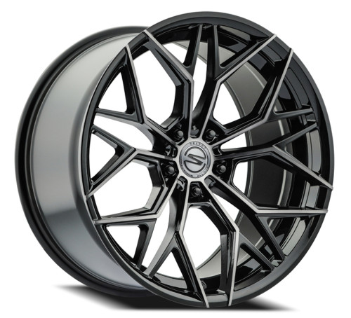 Set 4 22" Select Syndicate Glossy Black Machined DDT 22x9 Wheels 5x112 20mm Rims