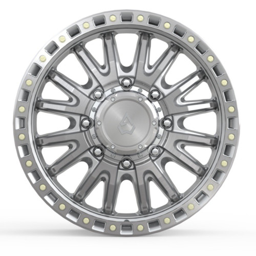 22" Arena Dually Mission Front 22x8.25 8x210 105mm Gloss Silver Machined Wheel