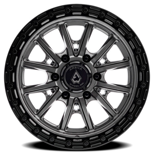 20" Arena Trek 20x9 6x135 20mm Glossy Gun Metal Center Glossy Black Lip Wheel