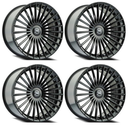 Set 4 20" Select Bristol Glossy Black 20x9 Wheels 5x4.5 (5x114.3)  38mm Rims