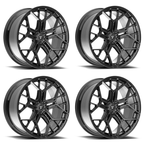 Set 4 22" Fittipaldi Street FS371B 22x10.5 5x112 25mm Wheels Gloss Black Rims