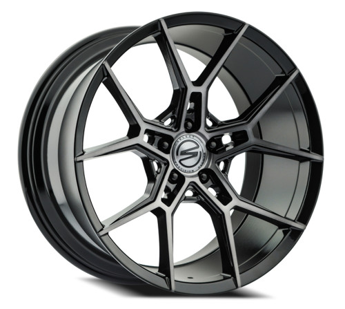 20" Select Alpine Glossy Black Brushed Ddt Face Clear 20x9 Wheel 5x112  20mm Rim