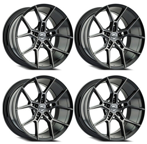 Set 4 20" Select Alpine Glossy Black Brushed DDT 20x9 Wheels 5x120 20mm Rims