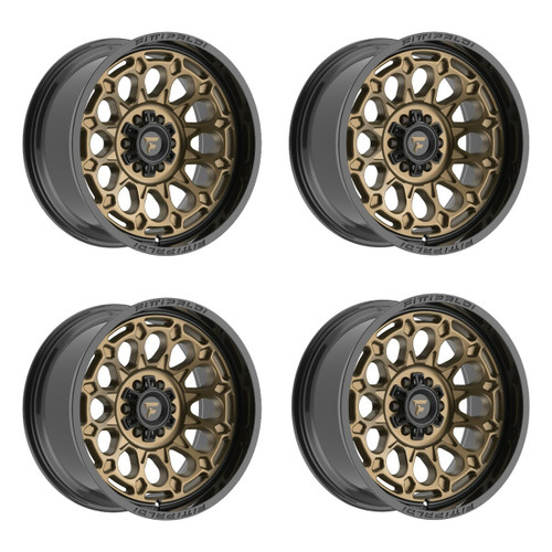 Set 4 20" Fittipaldi Off Road FA22 20x10 8x170 -19mm Gloss Bronze Black Lip Rims