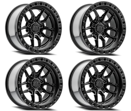 Set 4 17" Arena Hustle 17x9 5x5 -12mm Satin Black Center Glossy Black Lip Rims