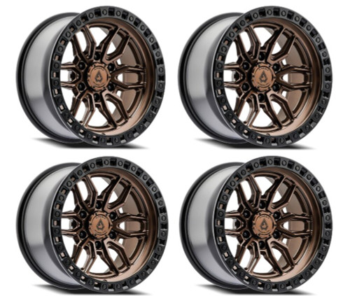 Set 4 17" Arena Hustle 17x9 6x5.5 -12mm Smoked Bronze Center Satin Black Lip Rim