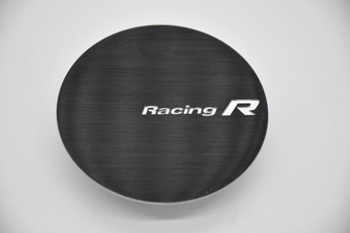 Racing R Matte Black Wheel Center Cap Hub Cap Racing R Black Stripe Center Cap 3"