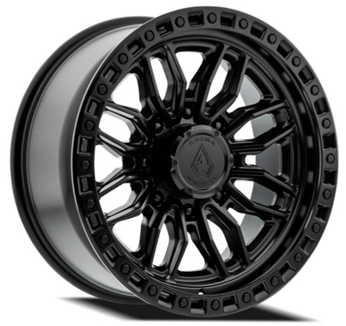 Set 4 22" Arena Hustle 22x10 8x180 -18mm Satin Black Center Glossy Black Lip Rim