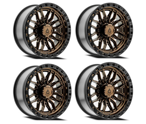 Set 4 22" Arena Hustle 22x10 8x180 -18mm Smoked Bronze Center Satin Black Lip