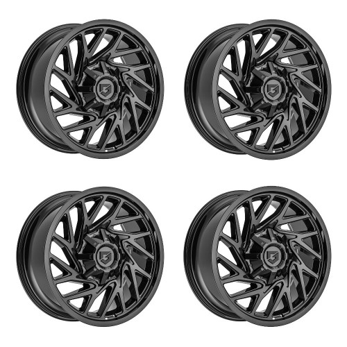 Set 4 20" Gear Off Road Sequence 769B 20x9 5x5.5 5x150 18mm Gloss Black Wheels