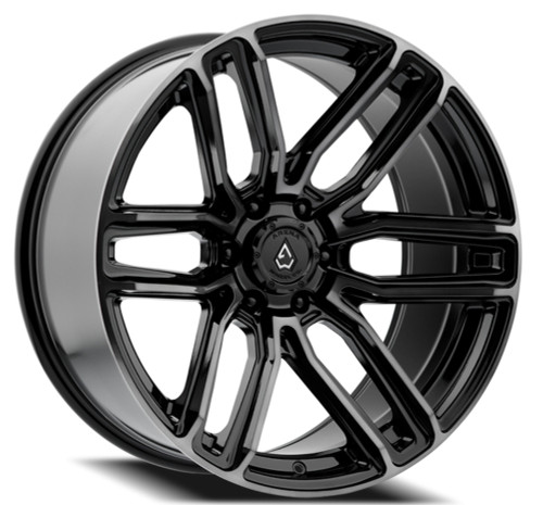 Set 4 22" Arena Supreme 22x10 6x135 -18mm Glossy Black Brushed DDT Face Clear