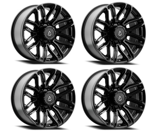 Set 4 20" Arena  20x9 8x180 0mm Supreme Glossy Black Brushed DDT Face Clear Rims