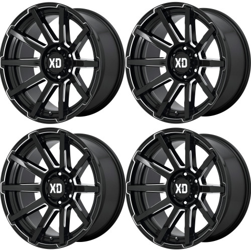 Set 4 XD XD847 Outbreak 18x9 8x6.5 Gloss Black Milled Wheels 18" 0mm Rims