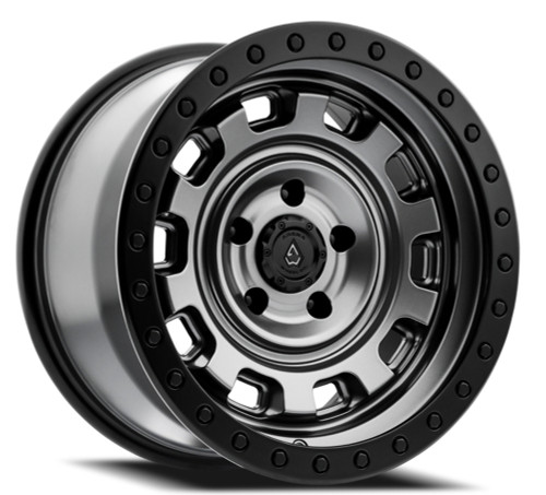 Set 4 17" Arena Gunner 17x9 6x5.5 -12mm Satin Gun Metal Center Satin Black Lip