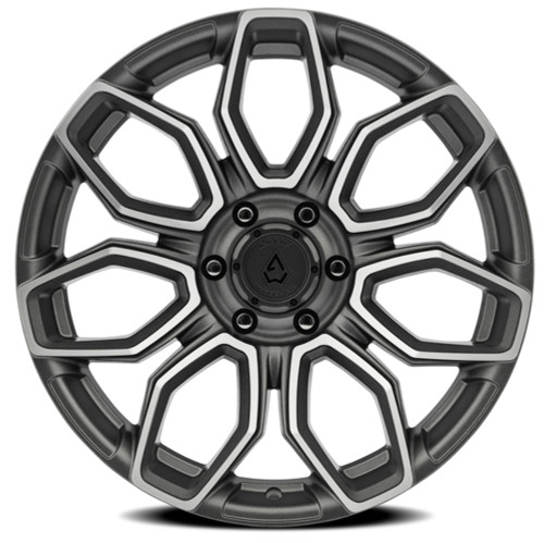 22" Arena Cobra  22x10 6x135 -18mm Texture Gun Metal Machine Clear Coat Wheel