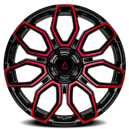 20" Arena Cobra 20x9 6x135 20mm Glossy Black Machine Red Tint Wheel Truck Rim