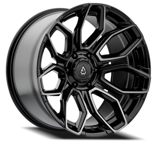 22" Arena Cobra 22x10 6x135 15mm Wheel Glossy Black Brushed DDT Face Clear Rim