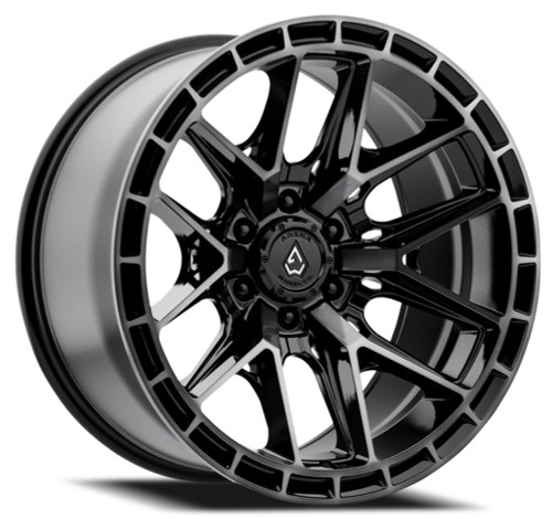 20" Arena Battle 20x9 6x5.5 1mm Wheel Glossy Black Machined DDT Face & Lip Rim