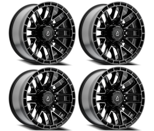 Set 4 22" Arena Battle 22x12 8x170 -44mm Glossy Black Machined DDT Face & Lip