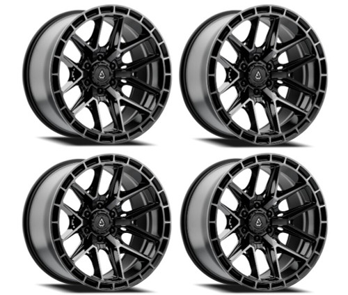 Set 4 22" Arena Battle 22x10 6x5.5 15mm Glossy Black Machined DDT Face & Lip Rim